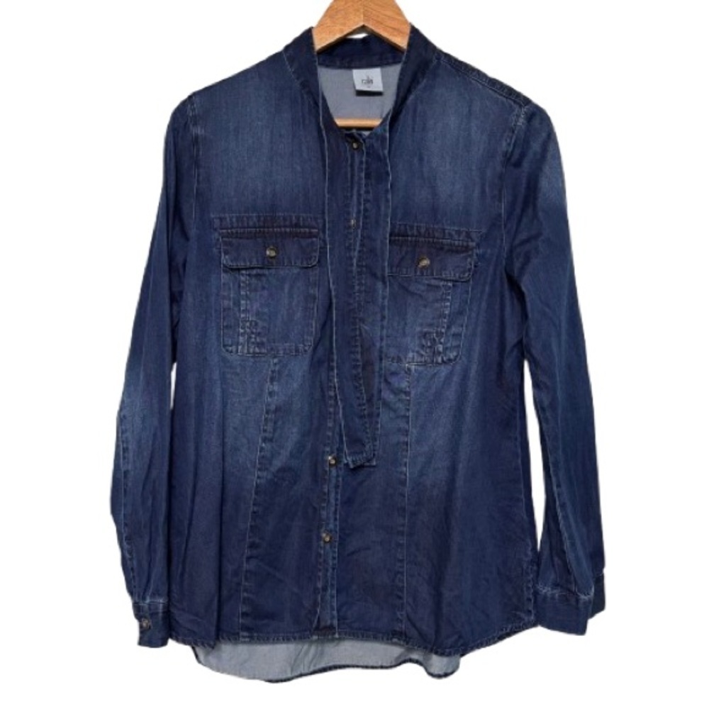 Cabi Cotton Modal Ombre Denim Women’s Button Down Top Size M